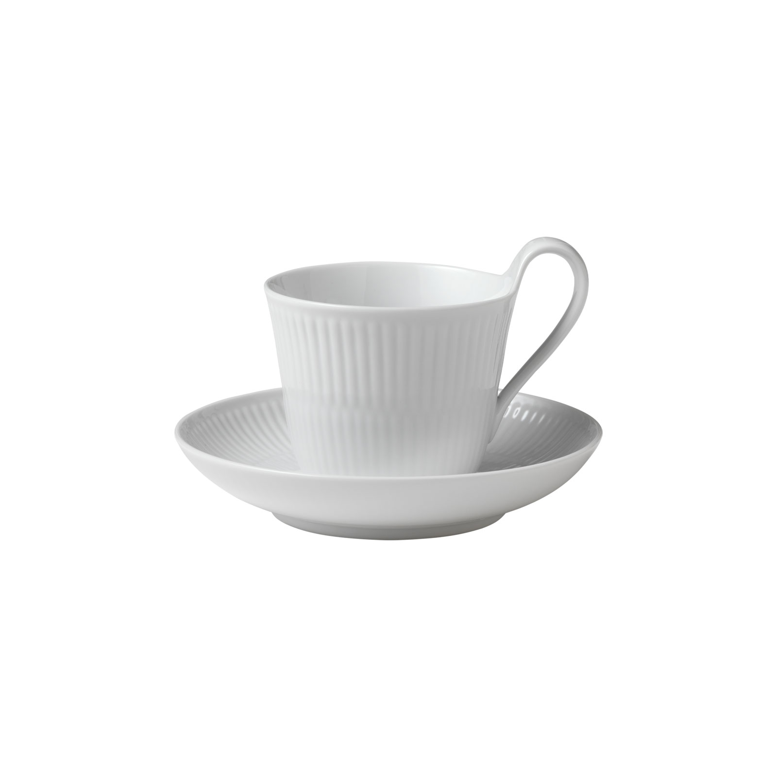 Royal Copenhagen Weiß Gerippt Kaffeetasse mit Untertasse 0,25ltr.