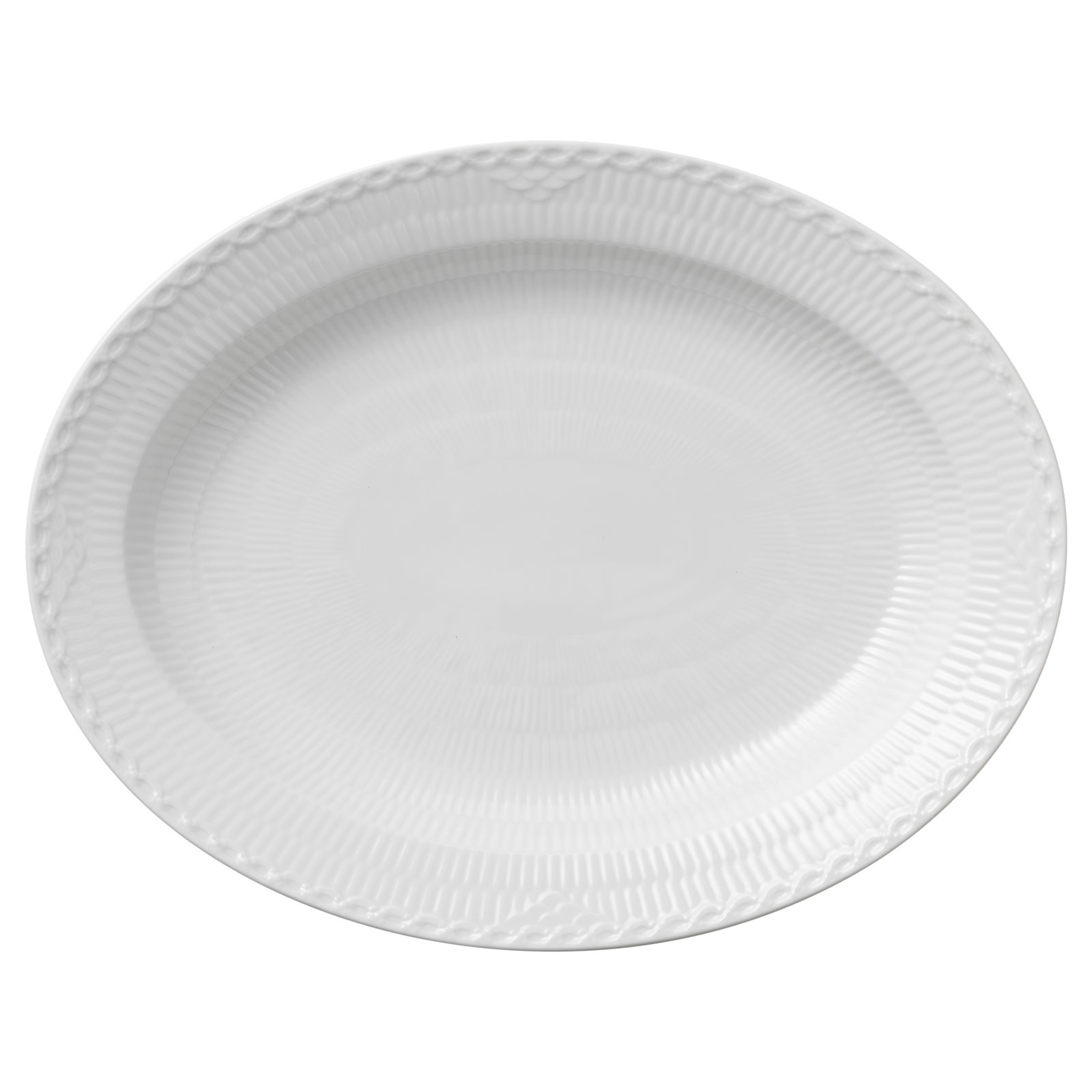 Royal Copenhagen Weiße Halbspitze Platte oval 36,5cm 1128375