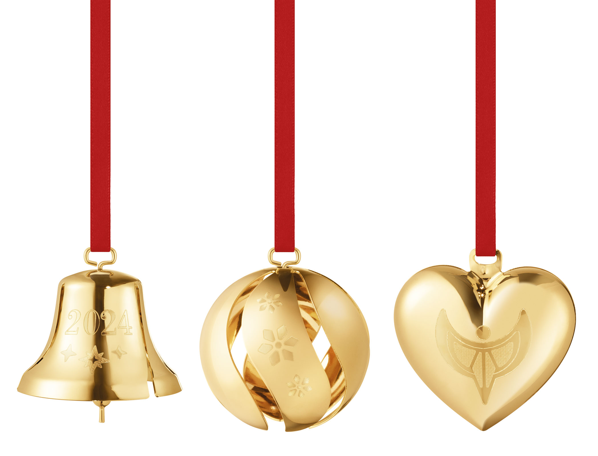 Georg Jensen 2024 Weihnachtsset Glocke/Kugel/Herz gold