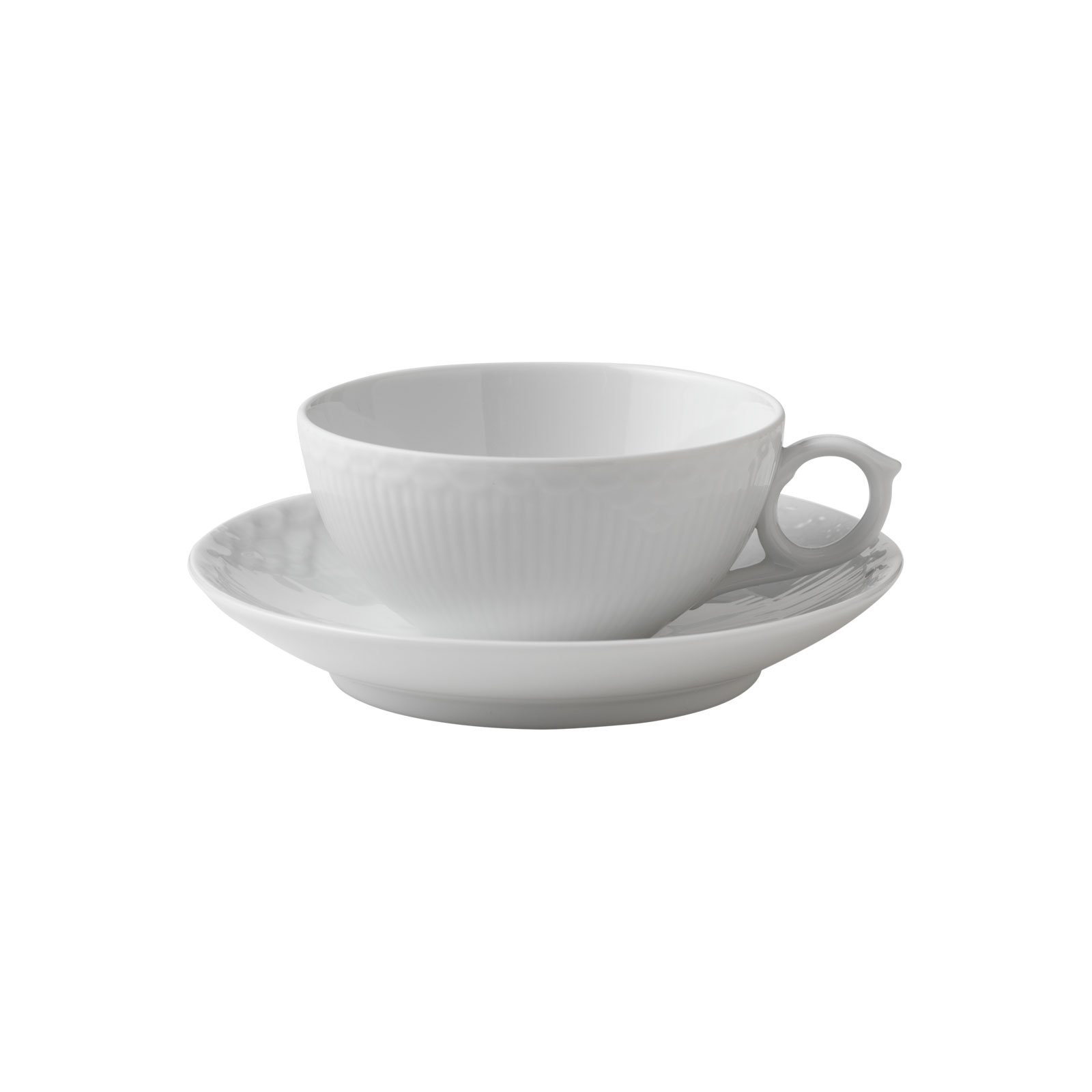 Royal Copenhagen Weiße Halbspitze Teetasse mit Untertasse 0,20ltr. 1128080