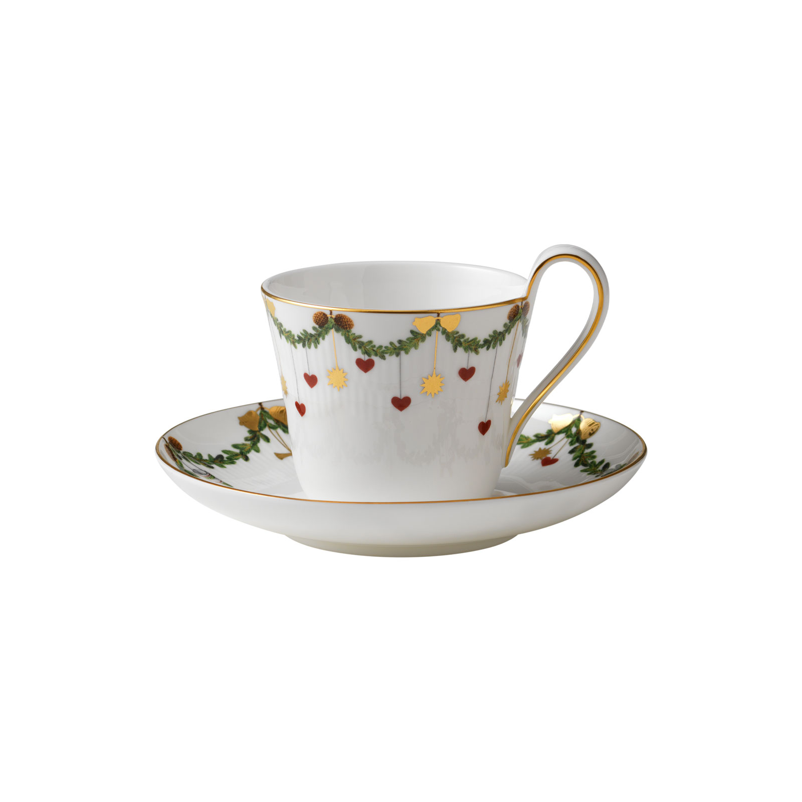 Royal Copenhagen Star Fluted Christmas Kaffeetasse mit Untertasse