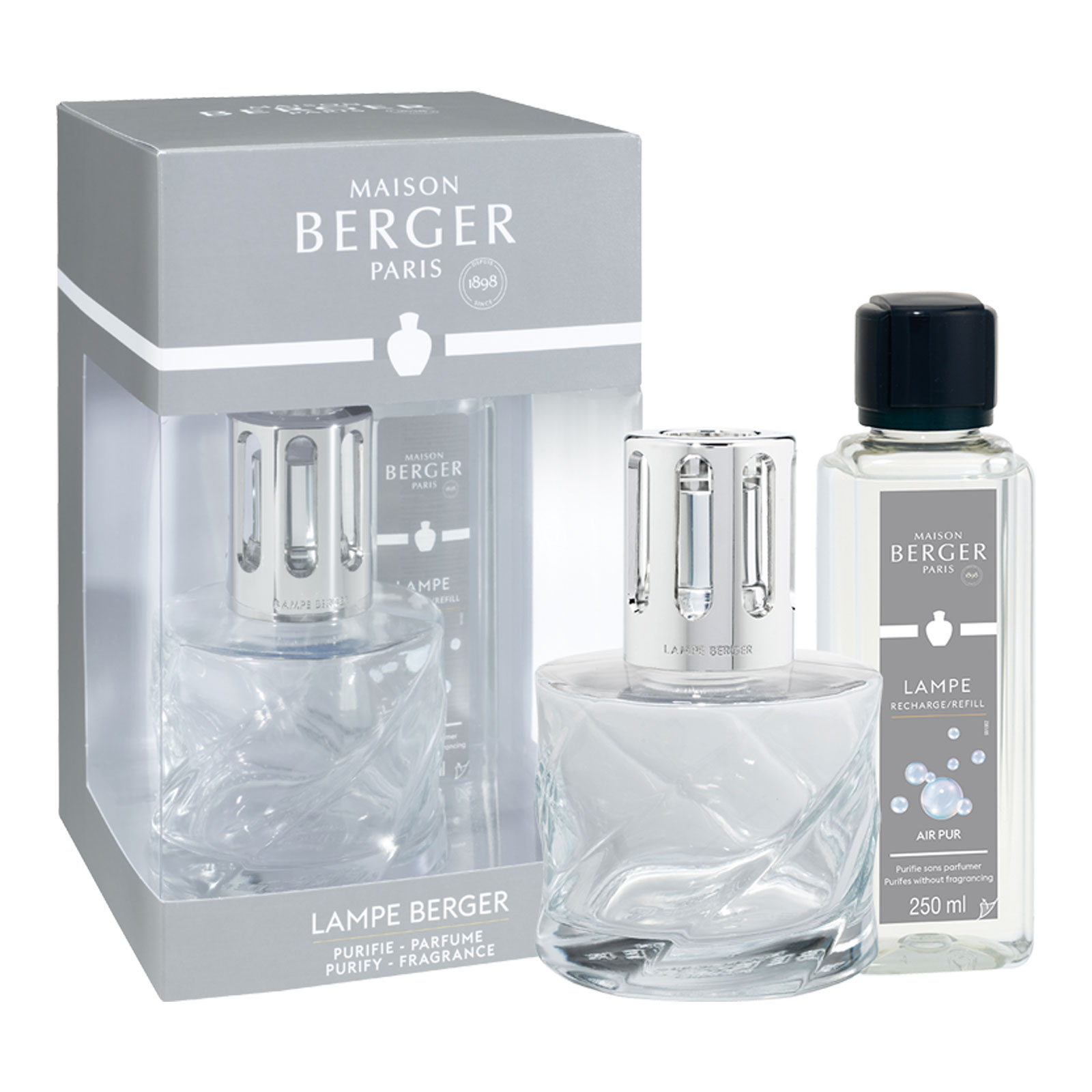 Maison Berger Geschenkset Lampe Transparent + Parfum Air Pur