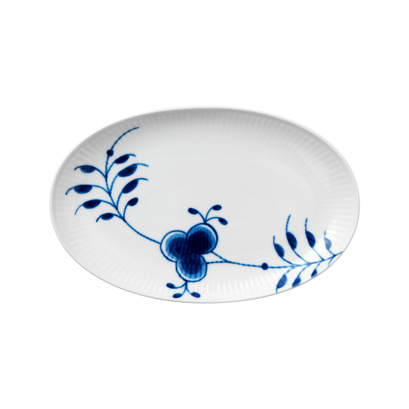 Royal Copenhagen Mega Blau Gerippt Beilage oval 23cm 2381356