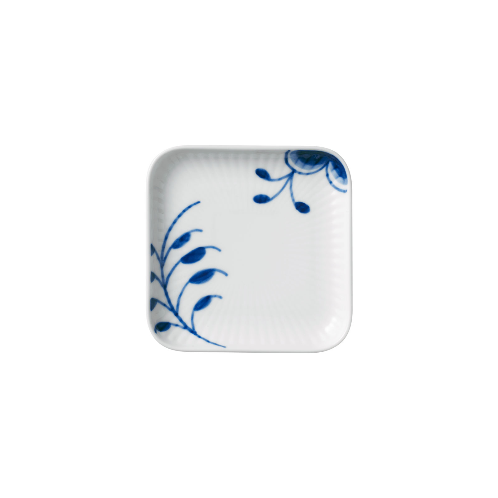 Royal Copenhagen Mega Blau Gerippt Platte quadratisch 9x9cm