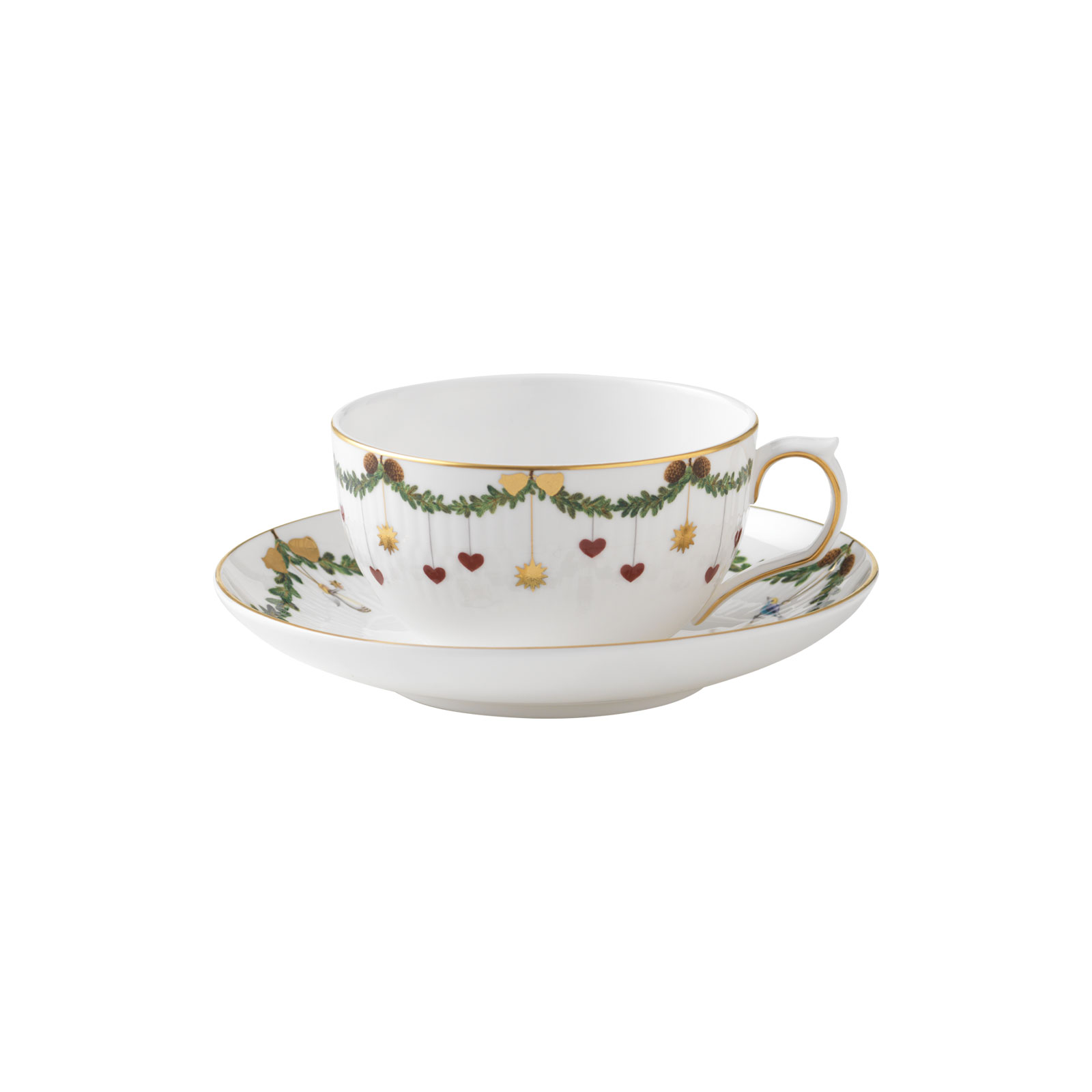 Royal Copenhagen Star Fluted Christmas Teetasse mit Untertasse