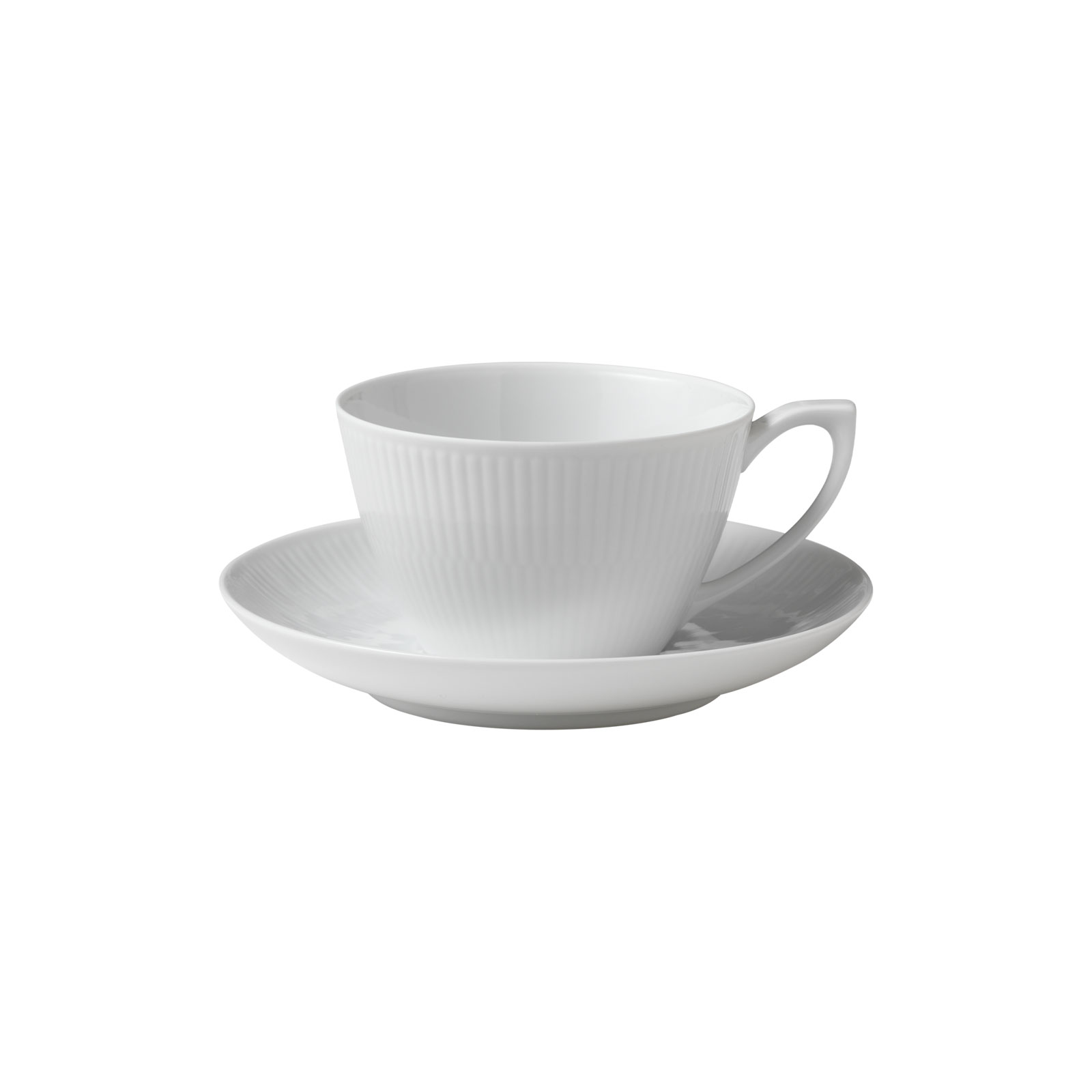 Royal Copenhagen Weiß Gerippt Tee-/Cappuccinotasse mit Untertasse