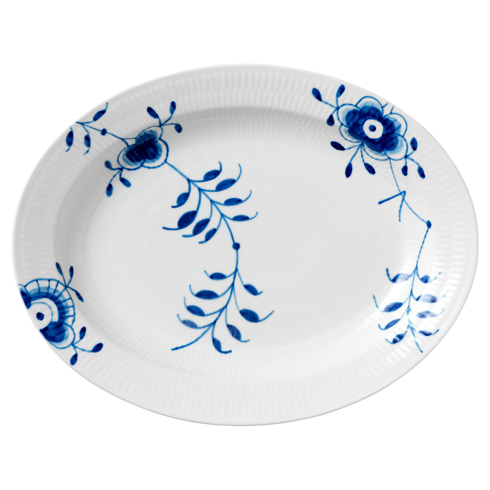 Royal Copenhagen Mega Blau Gerippt Platte oval 36,5cm 2381375