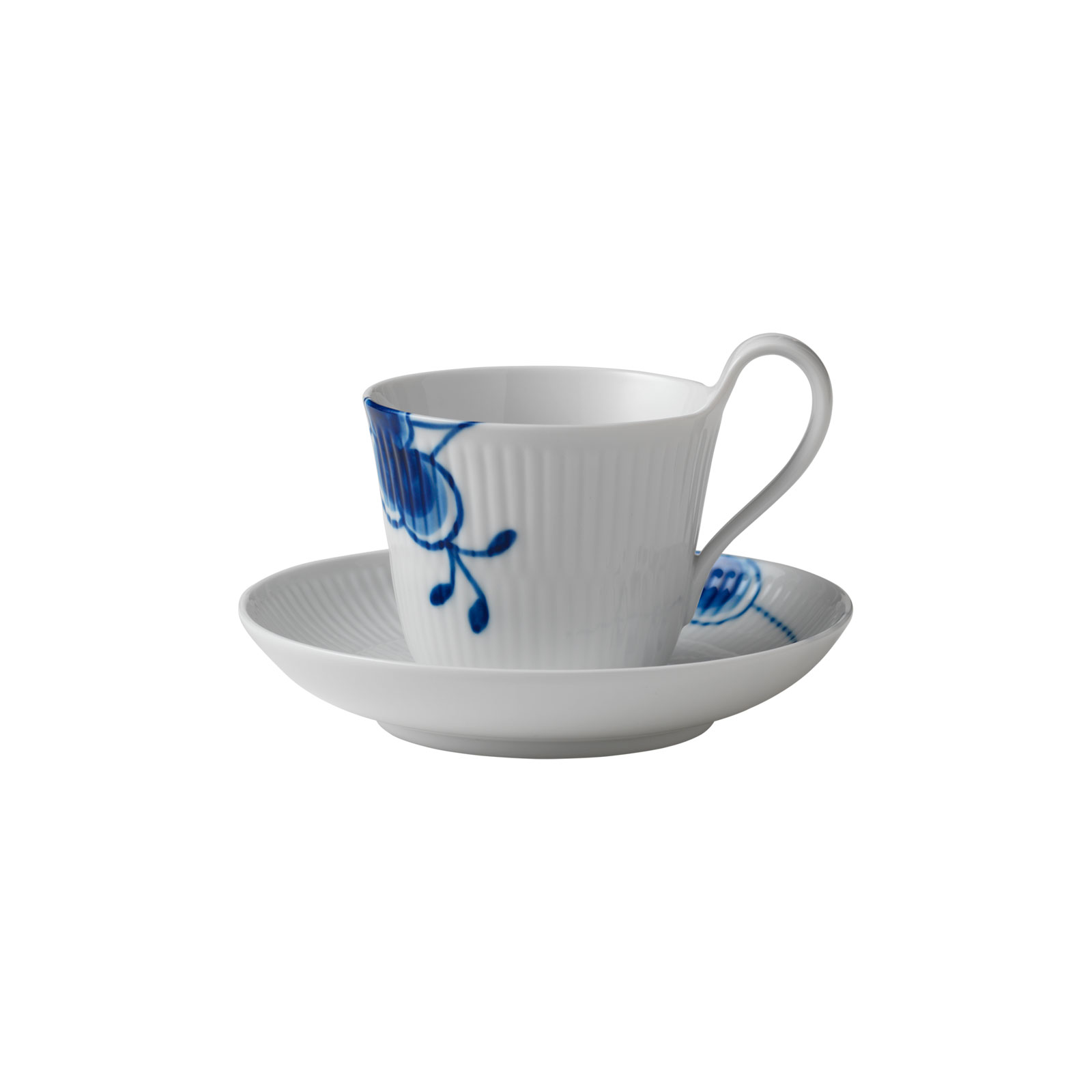 Royal Copenhagen Mega Blau Gerippt Kaffeetasse mit Untertasse 0,25ltr.