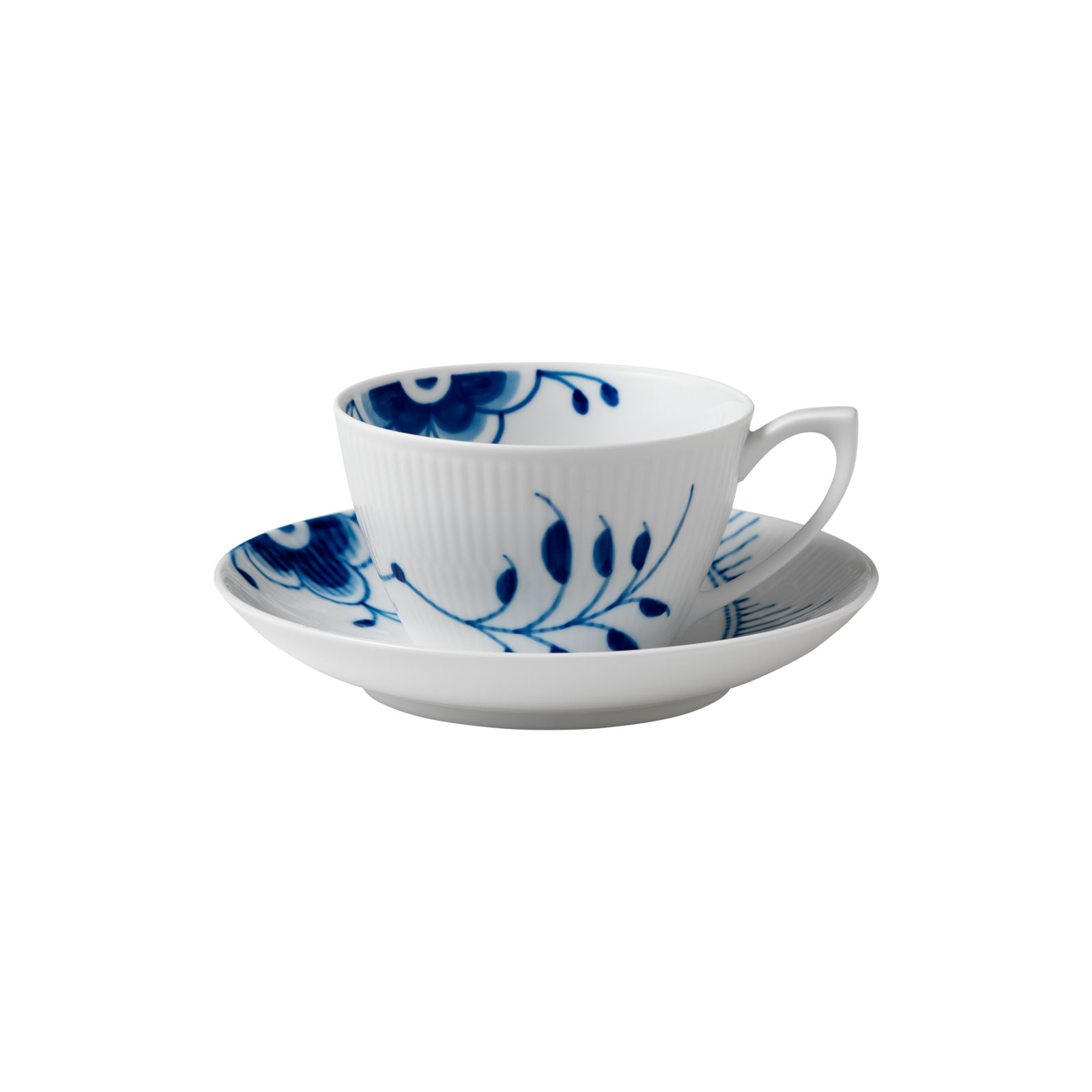 Royal Copenhagen Mega Blau Gerippt Teetasse mit Untertasse 0,28ltr. 2381086